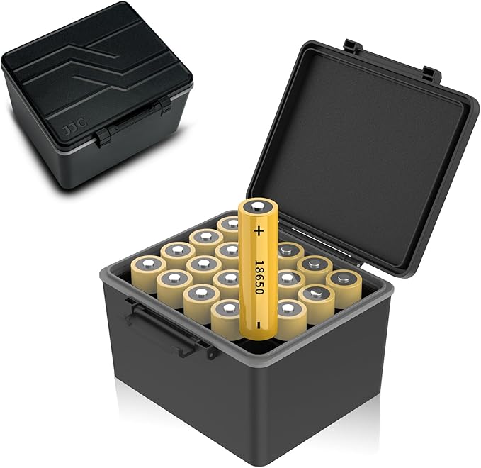 JJC 20 Slots 18650 Battery Case, High Capacity Water-Resistant Anti-Shock by JJC