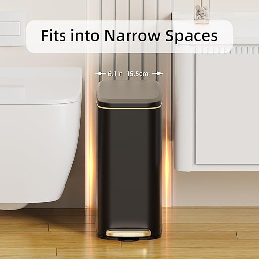 Small Bathroom Trash Can with Lid Soft Close, Step Pedal, 6L / 1.6 Gal - Image 2