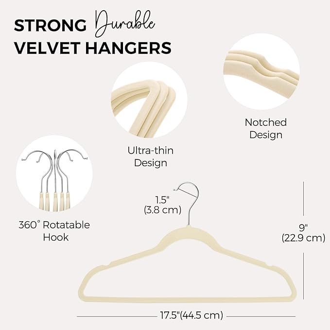 HOUSE DAY Premium Velvet Hangers 50 Pack, Non-Slip Flocked Felt Hangers - Image 7