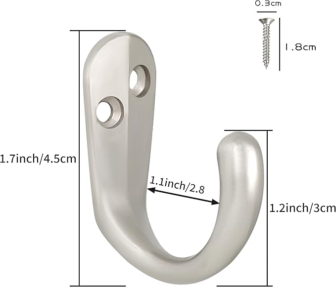 IBosins 20PCS Coat Hooks Wall Mounted Single Prong Robe Hook - Image 3