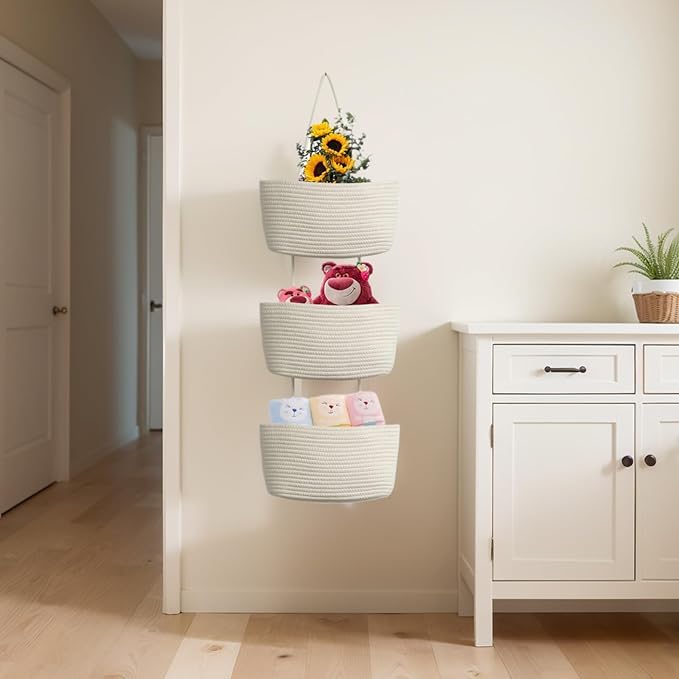 Hanging Baskets for Organizing, Over the Door Organizers and Storage, 3-Tier - Image 3