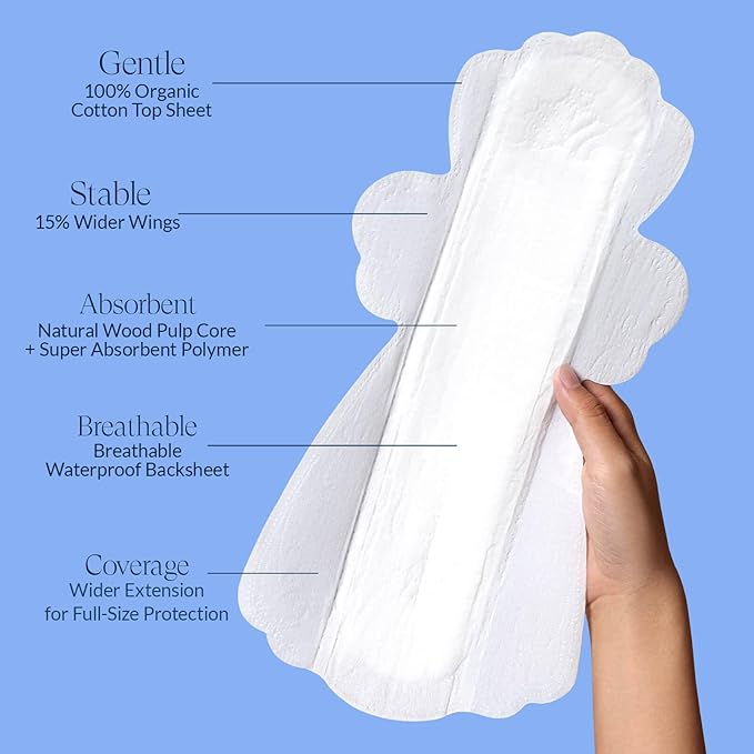 100% Organic Overnight Pads for Women, Ultra Thin Extra Heavy Flow Menstrual - Image 5