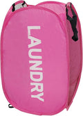 Pop Up Laundry Hamper Collapsible Laundry Basket Mesh Foldable Pink Dirty by Aplter