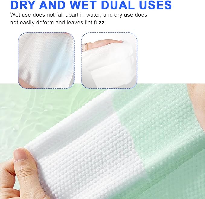 Facial Towels 2 pack Soft Dry Wipes Disposable Face Towel Cotton Tissue 20x20cm - Image 3