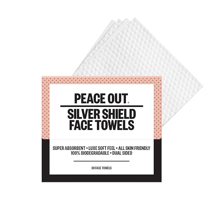 PEACE OUT Silver Shield Face Towels, Disposable Facial Towels by PeaceOutSkincare