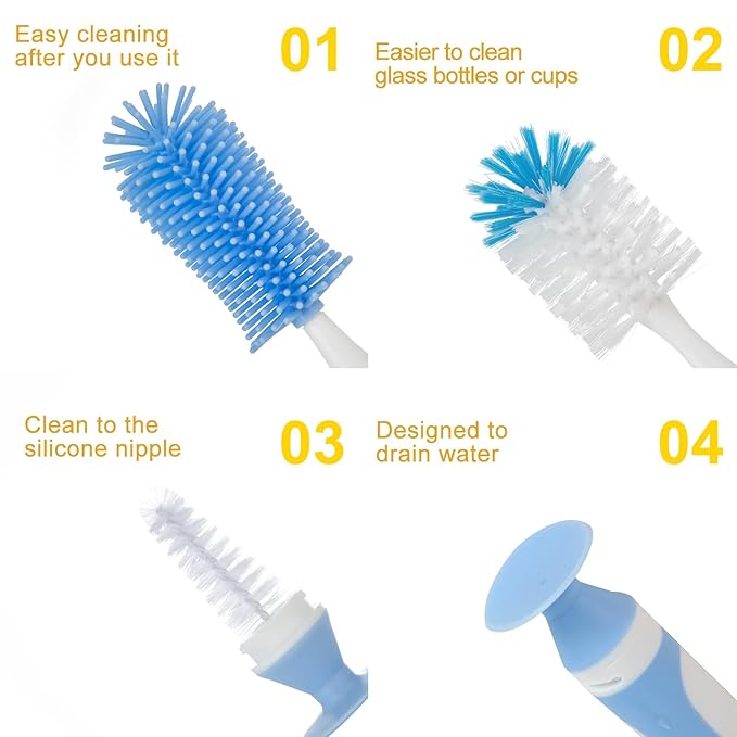 Chemimoso Multifunctional Cleaning Brush, Baby Bottle Brush, Water Bottle Brush - Image 4