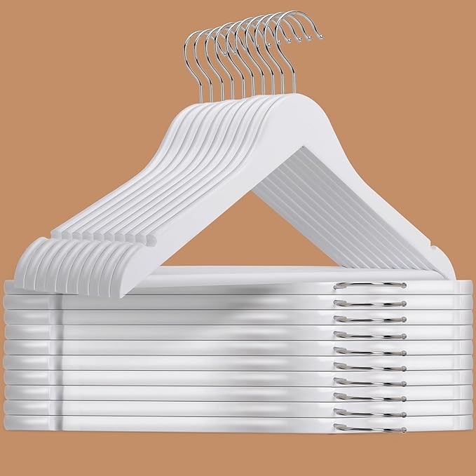 Amber Home 20 Pack Wooden Hangers by AmberHome