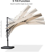 PURPLE LEAF 6.5' X 10' Left-right Tilt Patio Umbrella with Base Outdoor Cantilever Swivel Rectangle Umbrella Aluminum Offset Umbrella with 360-degree Rotation for Garden Deck Pool Patio Beige - Image 8