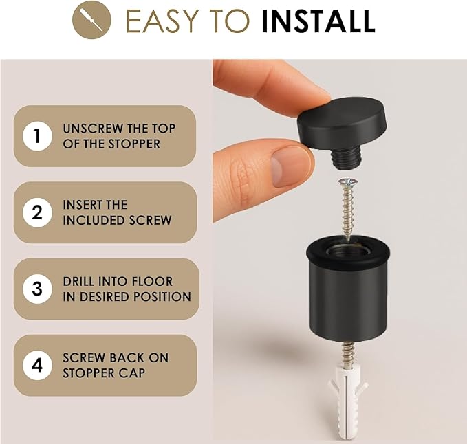 Mega Handles Square Floor Door Stopper, Quickly Installed Wall Protector Stopper - Image 4