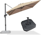 PURPLE LEAF 9 Feet Square Cantilever Umbrella Patio Umbrella with Base Outdoor Umbrella Aluminum Offsetwith 360-degree Rotation for Garden Deck Pool Patio Taupe by PURPLELEAF
