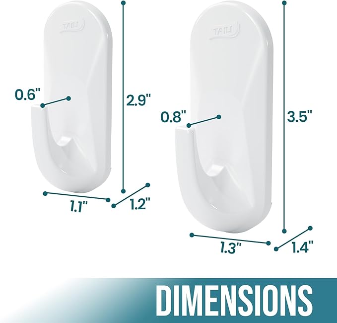 TAILI Hooks for Hanging, 2 Plastic Large Sticky Hooks and 4 Adhesive Strips - Image 5