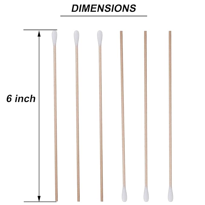 6 Inch Long Cotton Swabs, Single Round Tips - Image 2