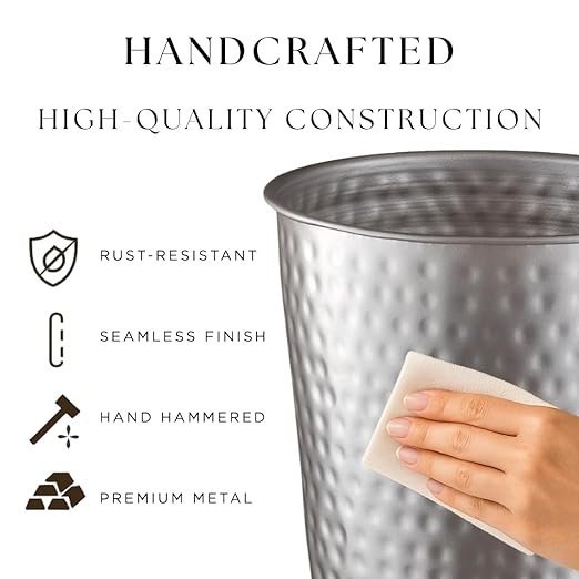 Monarch Abode Metal Bathroom Trash Can – Waste Basket - Image 3