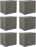 Suncast SS500ST 22 Gallon Small Resin Outdoor Patio Storage Deck Box (6 Pack) by Suncast