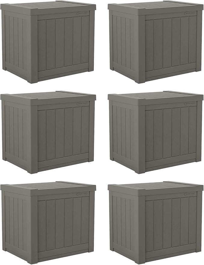 Suncast SS500ST 22 Gallon Small Resin Outdoor Patio Storage Deck Box (6 Pack) by Suncast