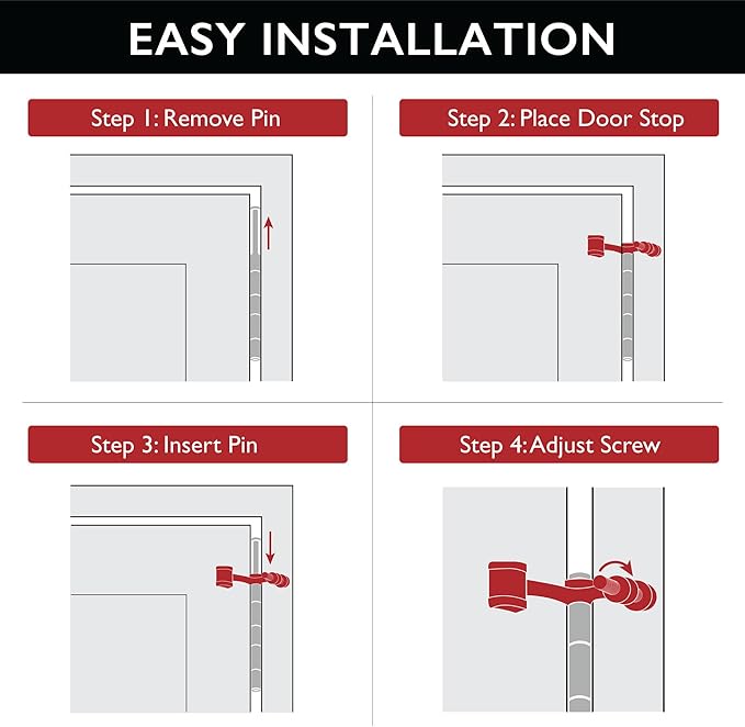 Design House 181792 Adjustable Door Stoppers Hinge Pin Door Stop Wall Protector - Image 6