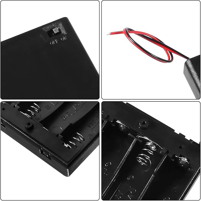 4x AA Battery Case Holder with Lead Wire Bundle Switch Cover and Screws - Image 3