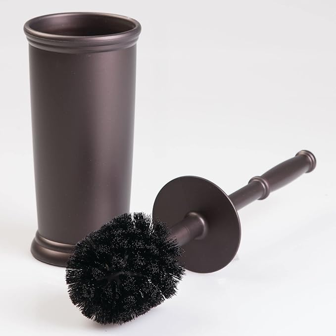 mDesign Plastic Compact Toilet Bowl Brush, Round Slim Wastebasket, Garbage - Image 8