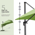 PURPLE LEAF 9' X 11.5' Square Cantilever Umbrella Patio Umbrella with Base Outdoor Umbrella Aluminum Offset with 360-degree Rotation for Garden Deck Pool Patio Apple Green - Image 4