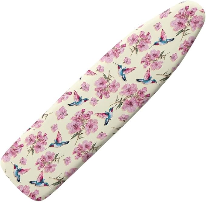 Pink Flower Hummingbird Ironing Board Cover and Pad Cover by Darisoco