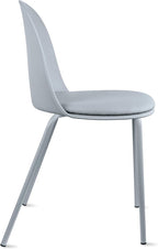 2xhome Set of 2 Modern Stackable Armless Dining Chairs, Plastic Shell Seat with Upholstered PU Leather CushionPadded Seat Metal Legs for Home Kitchen Patio Cafe, Gray - Image 9