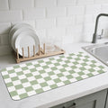 Checkered Dish Drying Mat for Kitchen Counter, Absorbent Non-Slip Coffee Mat by CooRug