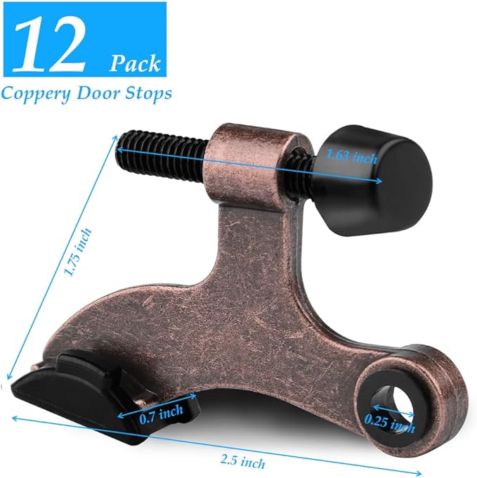 OBTANIM 12 Pack Hinge Pin Door Stopper Heavy Duty Metal Adjustable Door Stops - Image 2