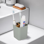 Bamboo Toothbrush Holder for Bathrooms, 3 Slots Kids Toothbrush and Toothpaste - Image 2