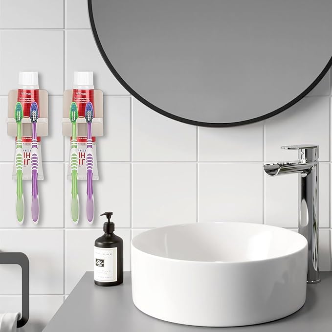 2 PCS Self-Adhesive Toothbrush Holders Wall Mounted, Water Proof Toothbrush Hook - Image 7
