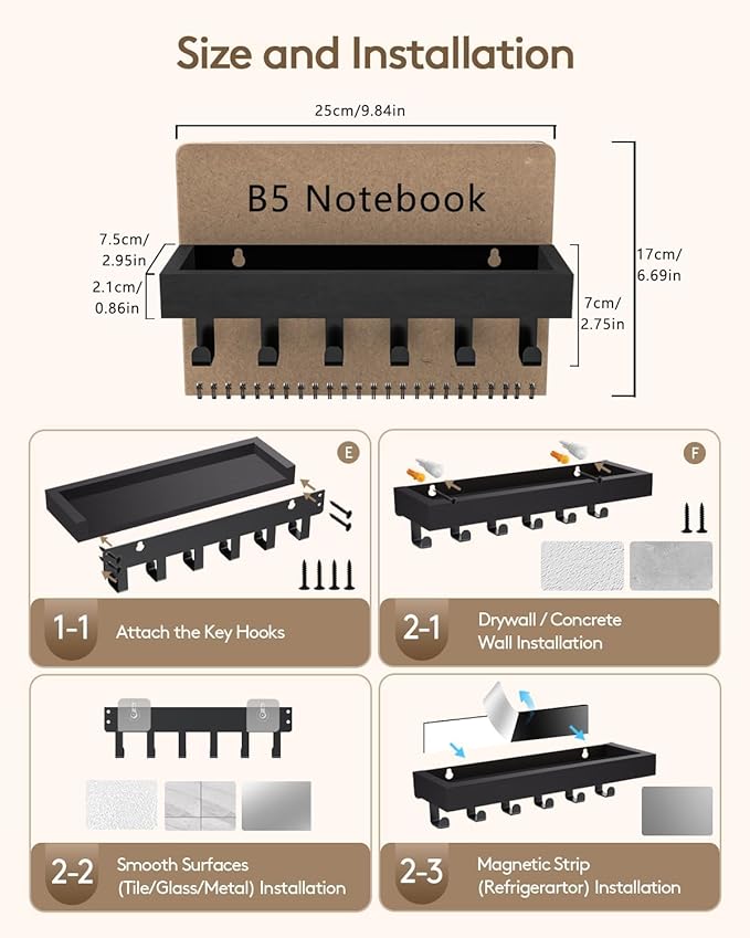 Key Holder Wall Mount Adhesive Magnetic - Image 6