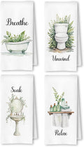 Boho Farmhouse Bathroom Hand Towels Set of 4, Relax Breathe Soak Unwind by Unknown