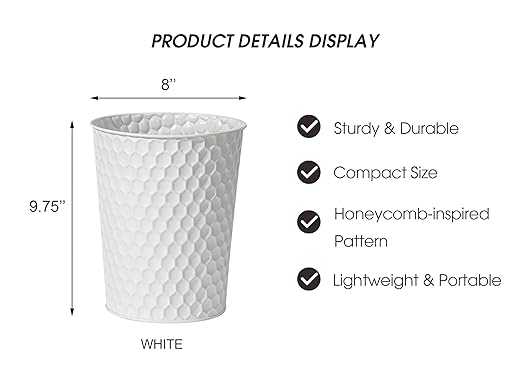 Small Metal Trash Can Wastebasket, Decorative Honeycomb Garbage Can Waste Basket - Image 6