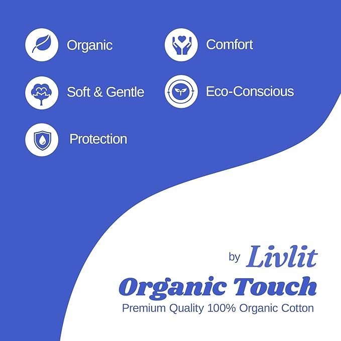 Livlit Ultra Thin Panty Liners Sanitary Pads, 100% Certified Organic Cotton - Image 3