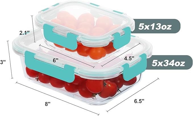 KOMUEE 10 Pack Glass Food Storage Containers, Meal Prep Containers - Image 6