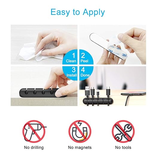 Cord Organizer, Cable Clips Cord Holder, Cable Management USB Cable Power Wire - Image 6