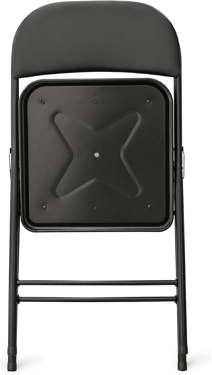Amazon Basics Comfortable Vinyl-Padded Metal Steel Folding Chairs for Events, Easy to Fold and Store, Black, 4-Pack - Image 6