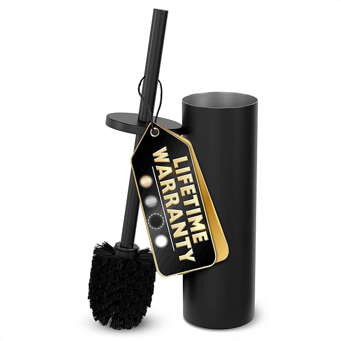 Black Toilet Brush and Holder Set by Novsix