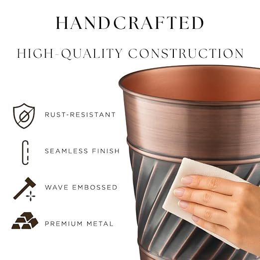 Monarch Abode Metal Bathroom Trash Can – Waste Basket - Image 3