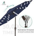 JEAREY 9FT Outdoor Patio Umbrella with Solar Lights, LED Lighted Pool Umbrella with Tilt and Crank, Outdoor Table Umbrellas for Deck, Yard & Market (9ft, Navy Blue) - Image 4
