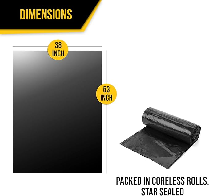 Aluf Plastics 44 Gallon 1.5 MIL Black Heavy Duty Trash Bags - Image 4
