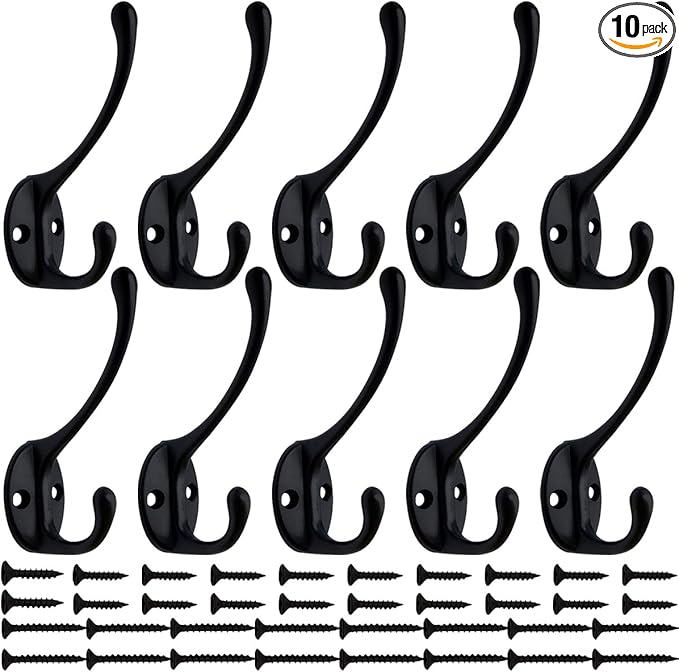 IBosins 10 Pack Dual Coat Hooks Wall Mounted by IBosins