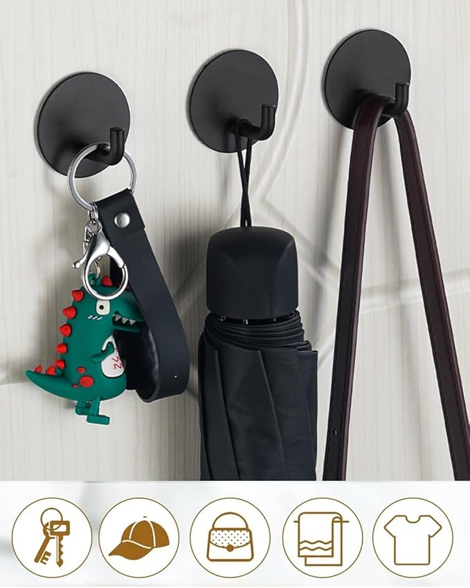 8 Pack Adhesive Towel Hooks for Bathroom, Stick on Hooks Bathroom Kitchen for - Image 4
