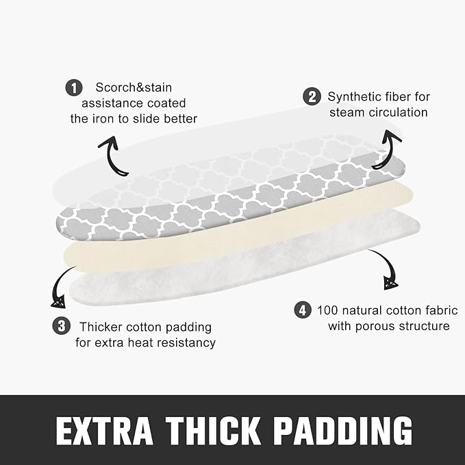 Ironing Board Cover and Pad, Standard Size 15" x 54" Iron Board Replacement - Image 3