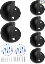 6 Pack Door Stoppers Self Adhesive Floor Door Stop No Drill Black Rubber Bumper by Gudui