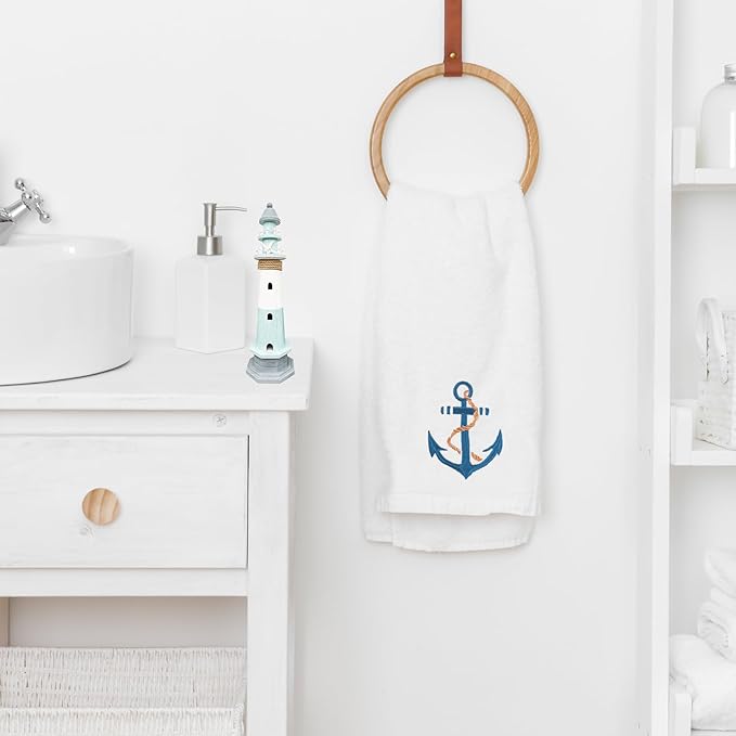 3Pcs Nautical Hand Towels Cotton Embroidered Bathroom Towels Anchor Starfish - Image 6