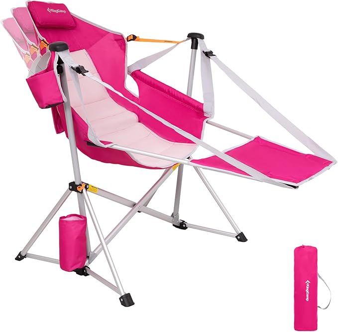 KingCamp Hammock Chair with Footrest – Heavy Duty Swinging Rocking Camping Chairs for Adults up to 400lbs, Folding Portable Oversized Rocker with Cup Holder & Pillow for Outdoor Beach Lawn RV Sports by KingCamp