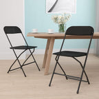 Flash Furniture Hercules Series Plastic Folding Chairs for Parties and Weddings, Stackable Commercial Event Seats with 650-lb. Static Weight Capacity, Set of 2, Black - Image 2