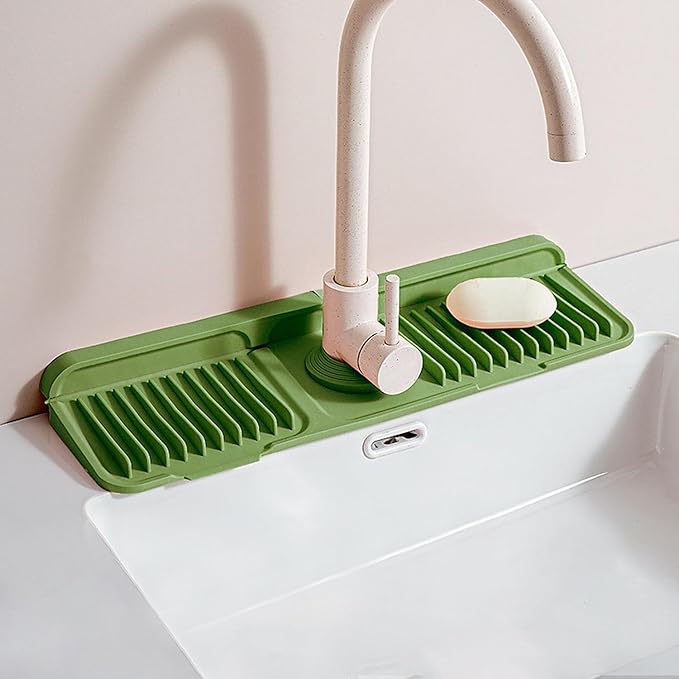 Longer Silicone Faucet Mat for Kitchen Sink – Button Style Faucet Drip Catcher by Unknown