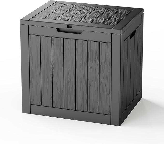 35 Gallon Outdoor Deck Box, Lockable Waterproof Outdoor Storage Boxes For Garden Tools,Indoor Cushions,Accessories Outside Storage Resin Weatherproof Container(Black) by MAIUSCOLI