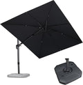 PURPLE LEAF 9' X 12' Right-left Tilt Patio Umbrella with Base Outdoor Cantilever Swivel Rectangle Umbrella Aluminum Offset Umbrella with 360-degree Rotation for Garden Deck Pool Patio Grey by PURPLELEAF